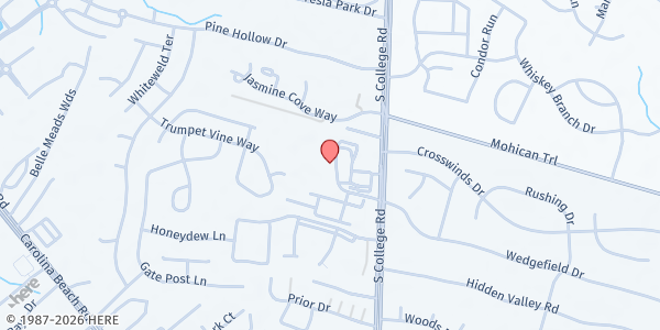 Map showing House of Mercy Outreach - Global River Church at 4702 S. College Rd., Wilmington, NC