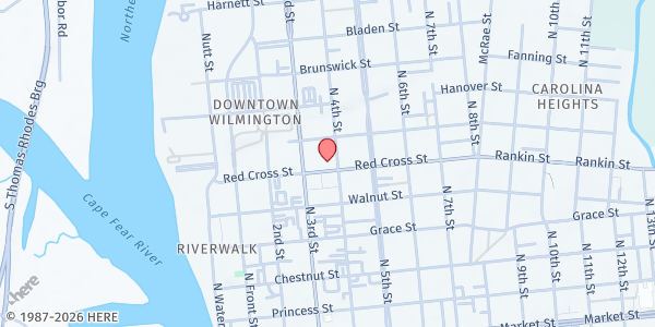 Map showing Mother Hubbard's Cupboard at 315 Red Cross St., Wilmington, NC