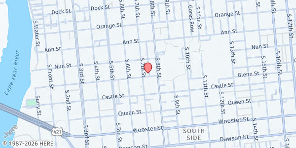 Map showing Saint Luke AME Zion Church at 709 Church St., Wilmington, NC