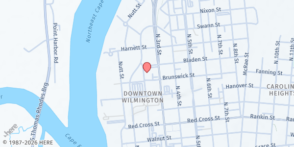 Map showing Salvation Army-Wilmington at 820 N. 2nd St., Wilmington, NC