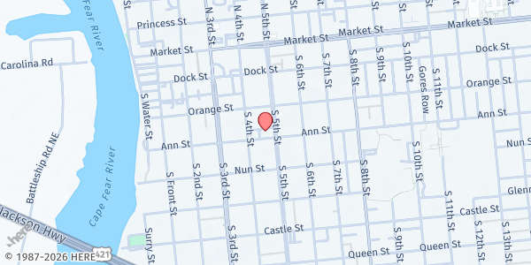 Map showing Tileston Outreach at 412 Ann St., Wilmington, NC