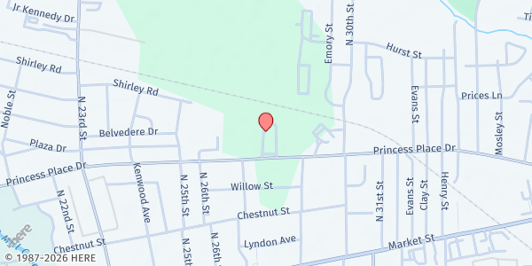 Map showing Union Missionary Baptist Church at 2711 Princess Place Dr., Wilmington, NC