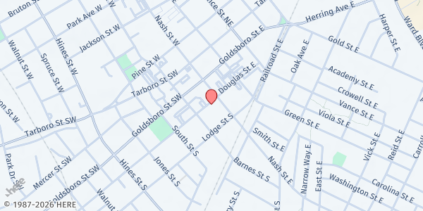 Map showing New Christian Food Pantry & Child Development Center at 111 Douglas St. S., Wilson, NC