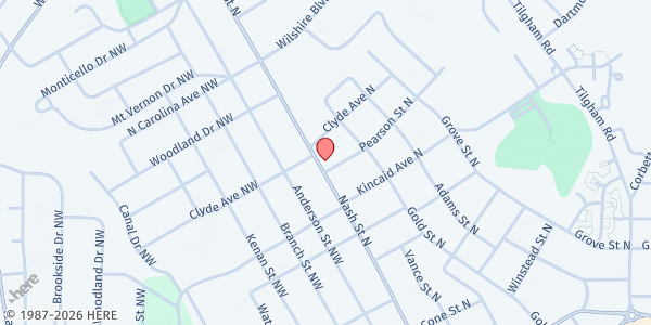 Map showing Open Door Community Center at 1502 Nash St. NW., Wilson, NC