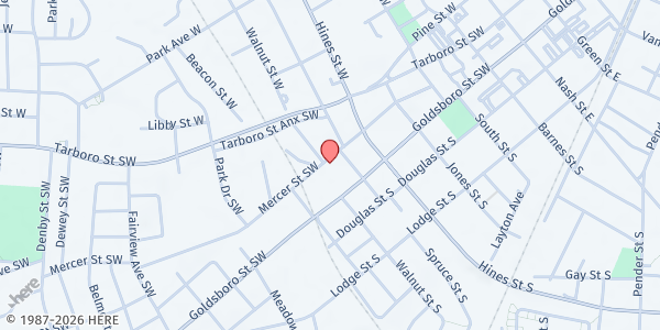 Map showing Operation Care of Wilson at 613 Mercer St., Wilson, NC