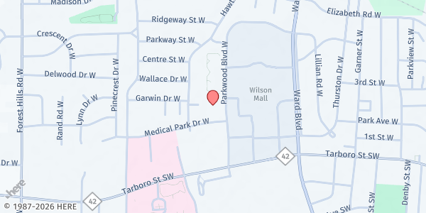 Map showing Spreading Seeds - Stepping Stones at 1760 Parkwood Blvd. W., Wilson, NC