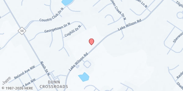 Map showing St. Paul Church of Christ/ Guardian Angel Outreach at 4009 Lake Wilson Rd., Wilson, NC