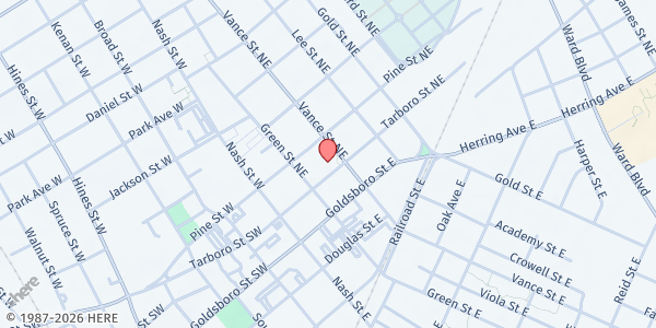 Map showing The Word Became Flesh Ministries at 201 E. Tarboro St., Wilson, NC