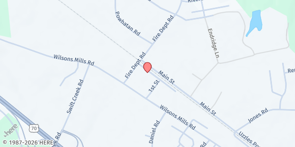 Map showing First Missionary at 118 Waterway, Wilsons Mills, NC