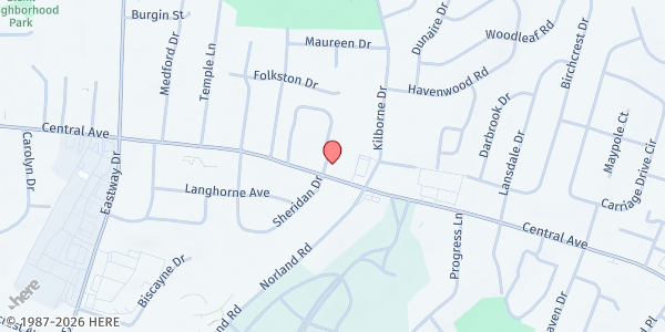 Map showing Peppertree Apartments at 4335 Central Avenue, Windsor Park, NC