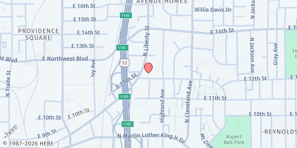 Map showing Agape Care & Share, Inc. at 1201 N Liberty St, Winston-Salem, NC