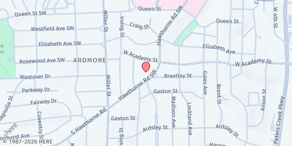Map showing Ardmore United Methodist Church at 630 S. Hawthorne Rd., Winston-Salem, NC