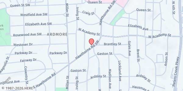 Map showing Ardmore United Methodist Church at 630 South Hawthorne Road, Winston-Salem, NC