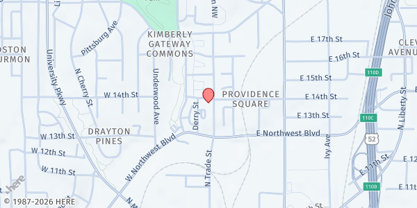 Map showing Beulah Baptist Church at 1352 Trade Street Northwest, Winston-Salem, NC