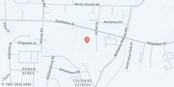 Map showing Bridges Church at 5490 Shattalon Dr., Winston-Salem, NC