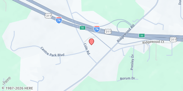 Map showing Central Triad Church at 2935 Cole Rd, Winston-Salem, NC