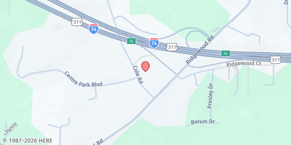 Map showing Central Triad Church at 2935 Cole Rd., Winston-Salem, NC