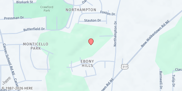 Map showing Christ Kingdom Building Worship Center at 3894 N. Hampton Dr., Winston-Salem, NC