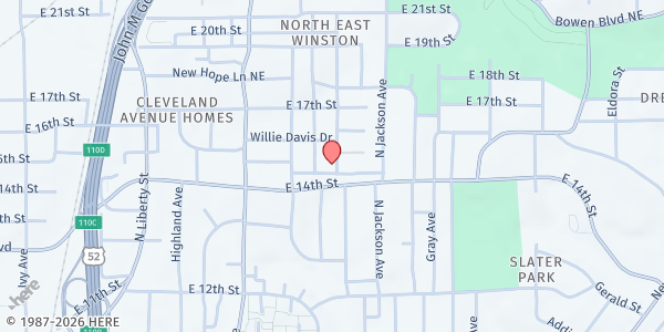 Map showing Christ Rescue Temple at 1500 North Dunleith Avenue, Winston-Salem, NC