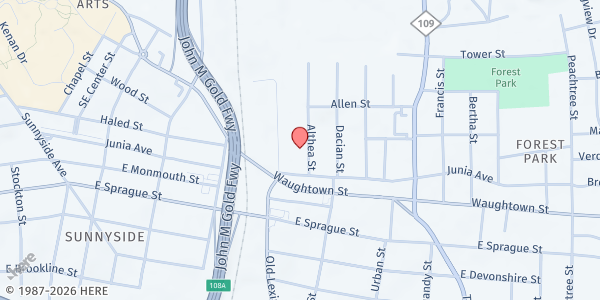 Map showing Cordero de Dios at 2046 Althea Street, Winston-Salem, NC