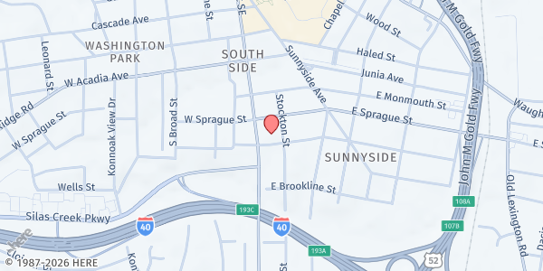 Map showing Cornerstone Christian Church - Cordero de Dios at 3 East Devonshire Street, Winston-Salem, NC