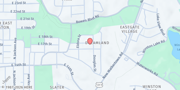 Map showing Dreamland Park MBC at 2340 Dunbar Street, Winston-Salem, NC