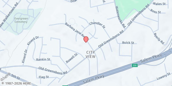 Map showing Eastside Church of Christ at 536 Barbare Jane Ave., Winston-Salem, NC