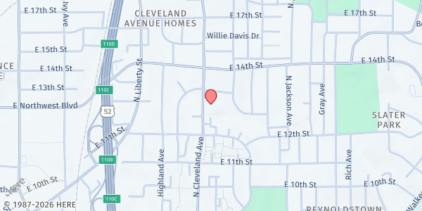 Map showing Ephesus Seventh Day Adventist at 1225 N Cleveland Ave, Winston-Salem, NC