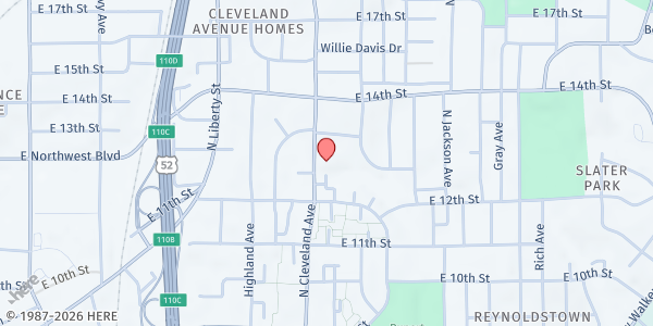 Map showing Ephesus Seventh Day Adventist at 1225 North Cleveland Avenue, Winston-Salem, NC