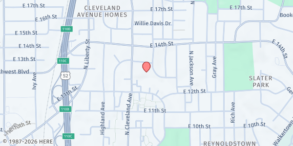 Map showing Ephesus Seventh Day Adventist at 1225 N. Cleveland Ave., Winston-Salem, NC