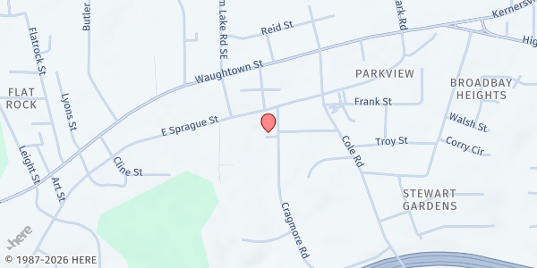 Map showing FaithZone Christian Fellowship at 2306 Cragmore Road Southeast, Winston-Salem, NC
