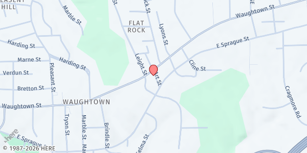 Map showing First United Church of Christ at 1912 Waughtown Street, Winston-Salem, NC