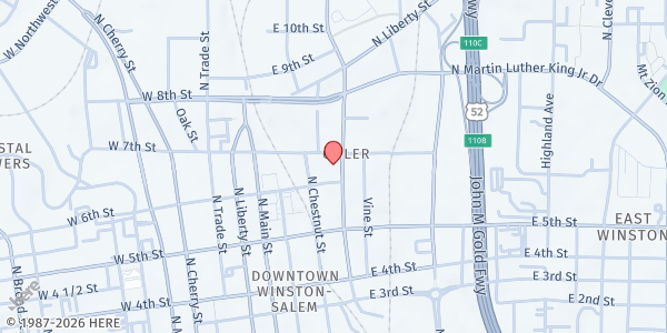 Map showing Goler Institute for Development & Education at 630 N. Patterson Ave., Winston-Salem, NC