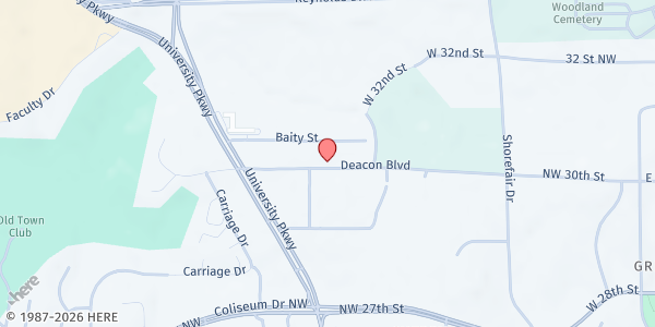 Map showing H.O.P.E. of Winston-Salem at 355 NW. Crawford Pl., Winston-Salem, NC