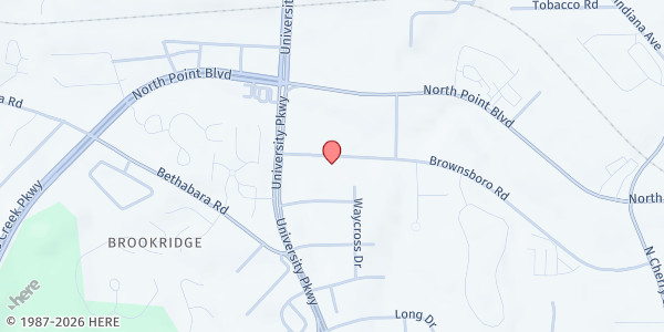 Map showing Hope Community Church at 4660 Brownsboro Rd, Winston-Salem, NC