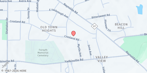 Map showing Love Out Loud Food Pantry at 3701 Crossland Rd, Winston-Salem, NC