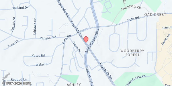Map showing Maple Springs UMC at 2569 Reynolda Road, Winston-Salem, NC