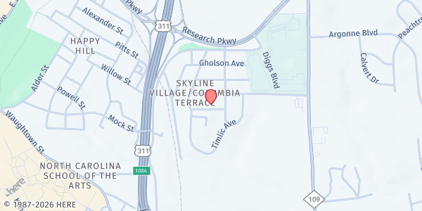 Map showing Ministerio Fil. 4:13 at 1526 Bruce St, Winston-Salem, NC