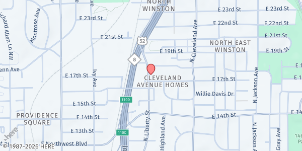 Map showing Neighborhoods Hands Inc at 1713 N Liberty Street, Winston-Salem, NC