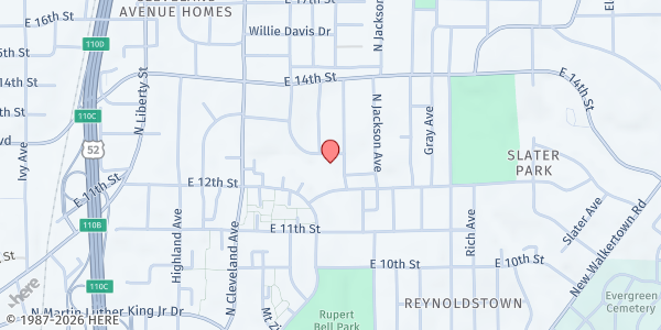 Map showing New Jerusalem Baptist Church at 1227 N. Dunleith Ave., Winston-Salem, NC