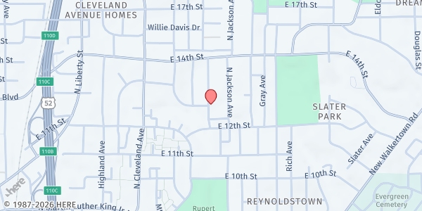 Map showing New Jerusalem Baptist Church at 1227 N Dunleith Ave, Winston-Salem, NC