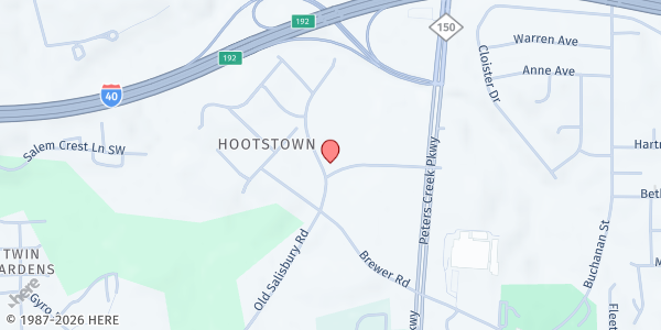 Map showing New Story Church at 1401 Trade Mart Blvd, Winston-Salem, NC