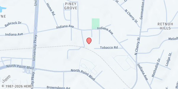 Map showing Piney Grove Baptist Church at 4633 Grove Garden Dr, Winston-Salem, NC