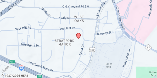 Map showing Positive Wellness Alliance at 3504 Vest Mill Rd, Winston-Salem, NC