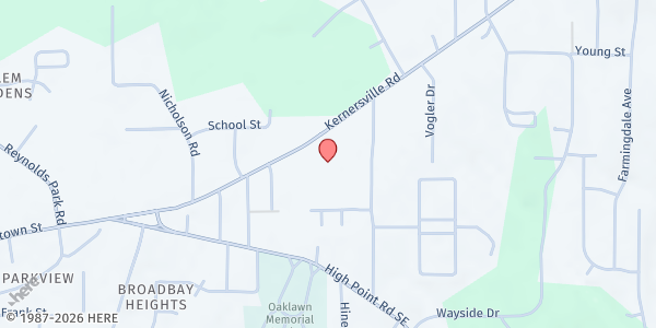 Map showing Praise Assembly Christian at 3254 Kernersville Road, Winston-Salem, NC