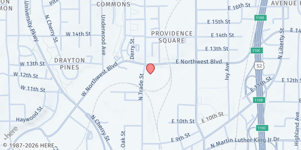 Map showing Salvation Army - Trade Street at 1255 Trade Street Northwest, Winston-Salem, NC