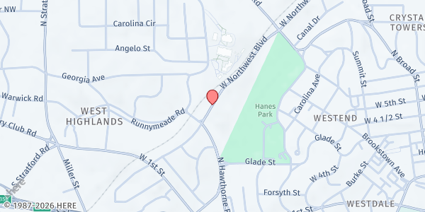 Map showing Samaritan Ministries Soup Kitchen at 1414 NW. Blvd., Winston-Salem, NC