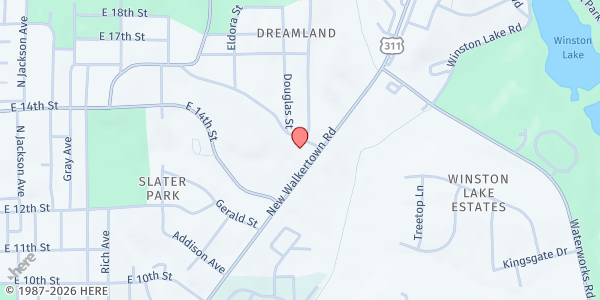 Map showing St Paul United Methodist Church at 2400 Dellabrook, Winston-Salem, NC