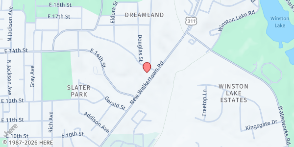 Map showing St. Paul United Methodist Church at 2400 Dellabrook Road, Winston-Salem, NC