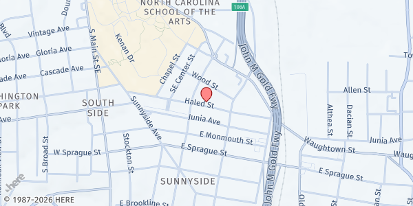 Map showing Sunnyside Ministry at 319 Haled St, Winston-Salem, NC